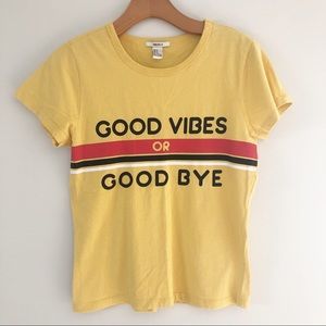 Good Vibes or Goodbye Graphic Tee-Yellow- Size M